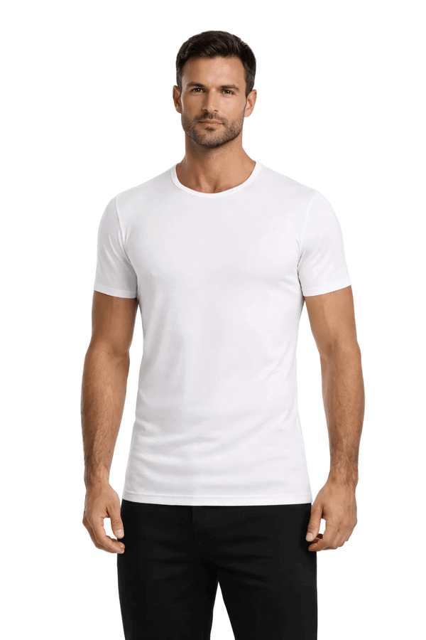 Maglia Uomo Bianca Girocollo in Filo di Scozia Garda 034