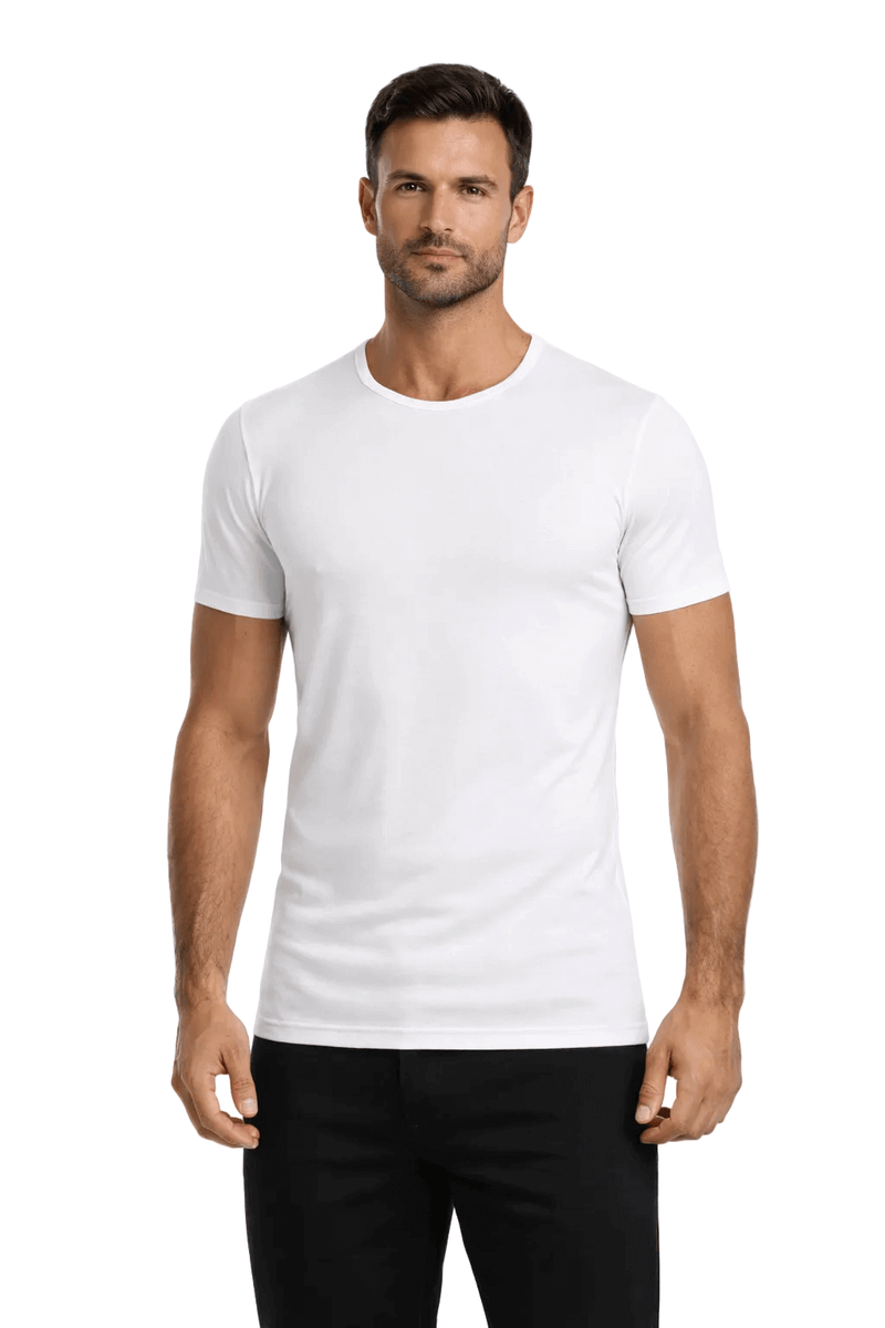 Maglia Uomo Bianca Girocollo in Filo di Scozia Garda 034
