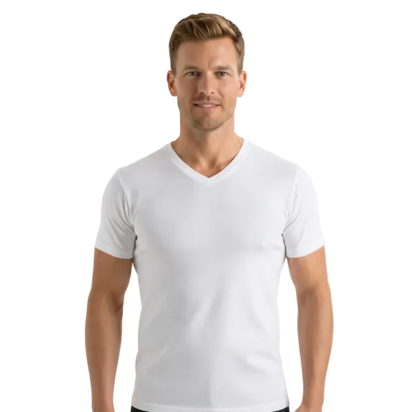Maglia Uomo Manica Lunga in 100% Cotone Jersey Leggero Scollo a V Lucky Man