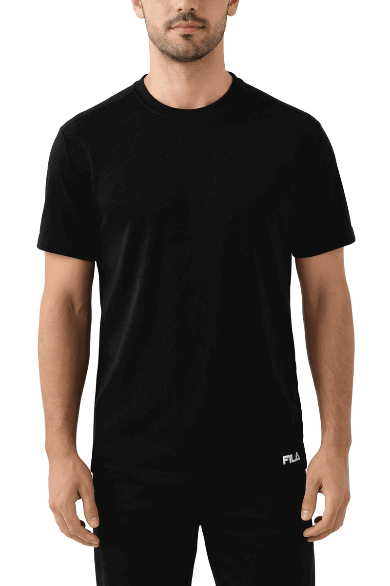 Maglia Uomo Nera Girocollo T-Shirt in Cotone Elasticizzato Fila 5002
