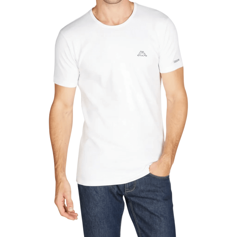 Maglia Uomo bianca T-Shirt Girocollo in Cotone Pettinato Kappa 1305
