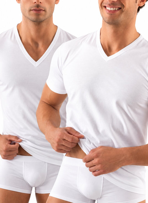 Maglia intima uomo Rossoporpora 20/20 scollo a V in cotone pettinato