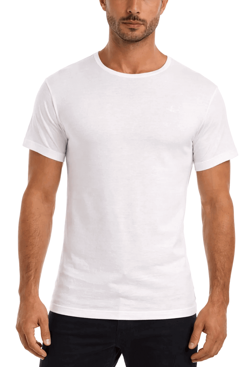 Maglia intimo uomo bianca t-shirt girocollo in cotone jersey pettinato 