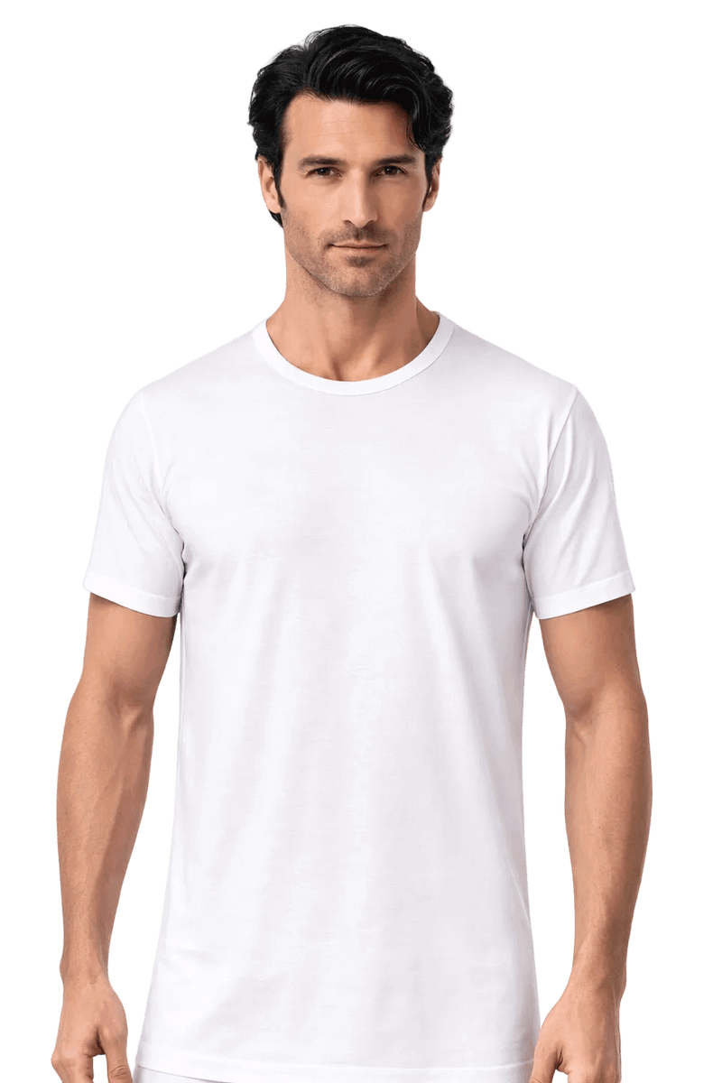 Maglia uomo bianca intimo girocollo cotone pettinato bianco Nottingham T41D