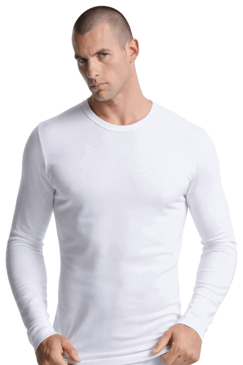 Maglia uomo bianca intimo girocollo manica lunga caldo cotone Navigare 113