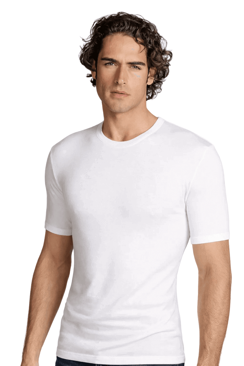 Maglia uomo bianca manica corta girocollo in caldo cotone 