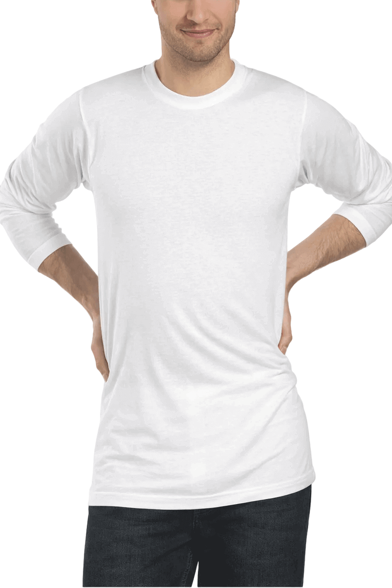 Maglia uomo bianca manica lunga girocollo in 100% cotone mercerizzato