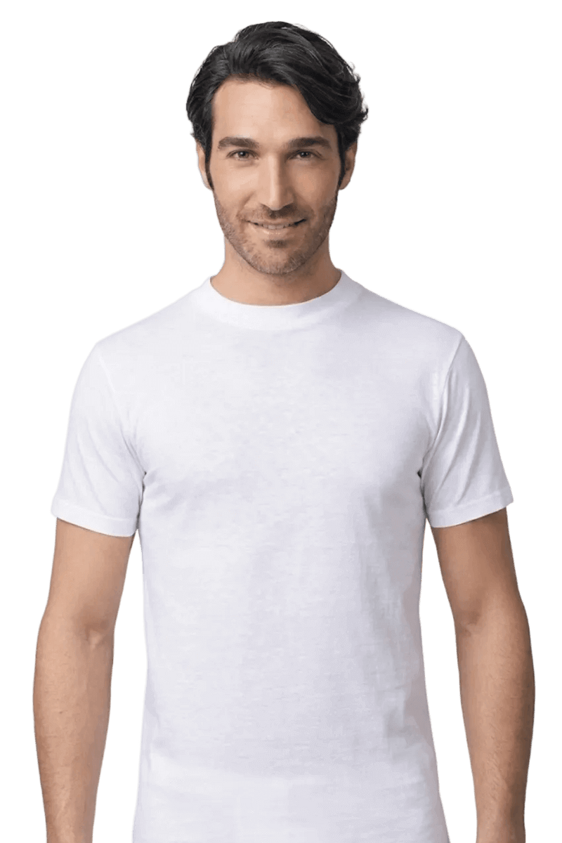 Maglia uomo bianca t-shirt mezza manica girocollo in 100% cotone pettinato Nottingham