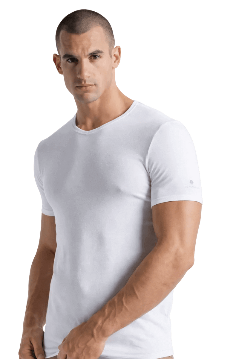 Maglia uomo bianca intimo scollo a V cotone elasticizzato Navigare 571