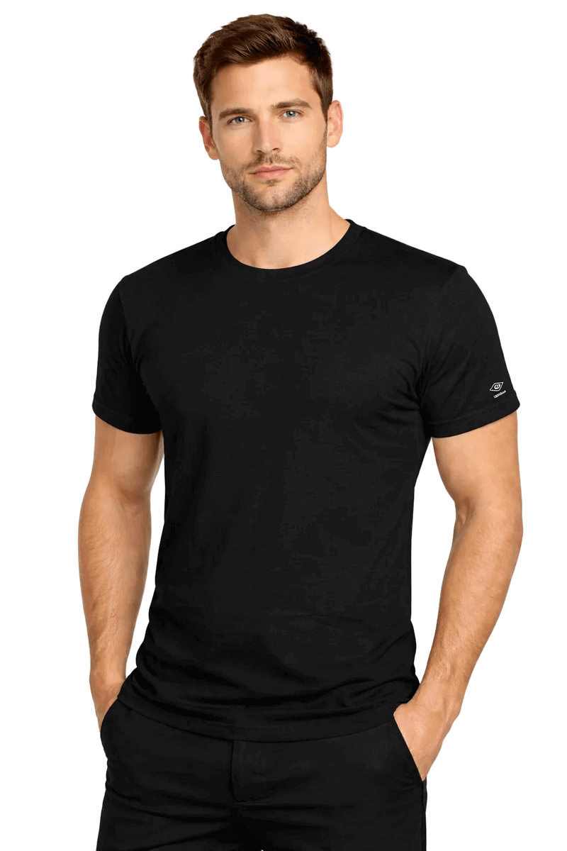 Maglia uomo nera t-shirt mezza manica girocollo in 100% cotone mercerizzato 