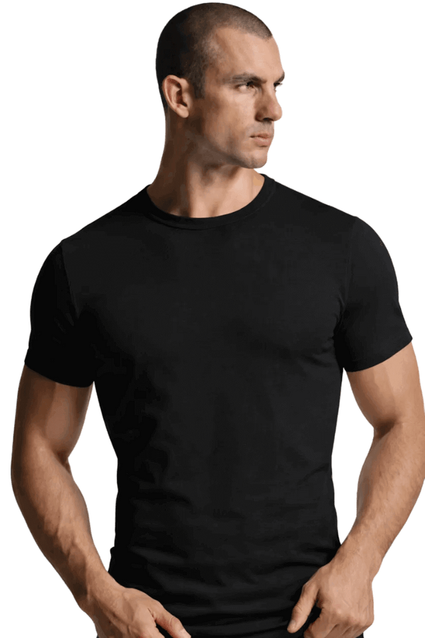 Maglia uomo nero intimo girocollo caldo cotone Navigare 111
