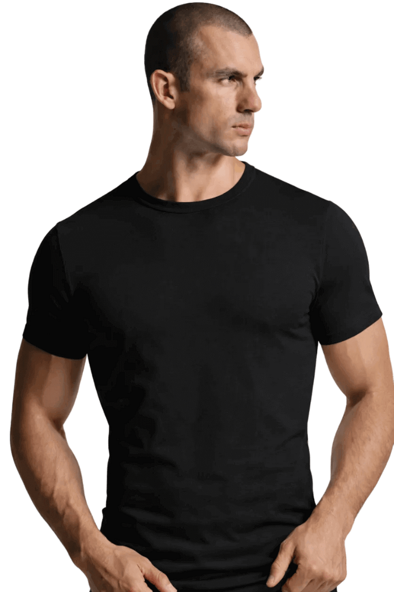 Maglia uomo nero intimo girocollo caldo cotone Navigare 111