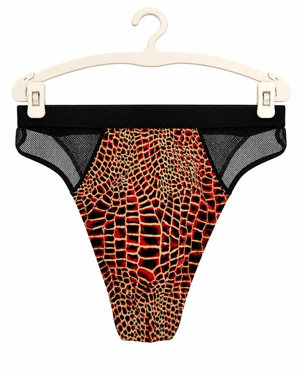 Perizoma Uomo String in Tulle Elasticizzato con Fantasia Pitone
