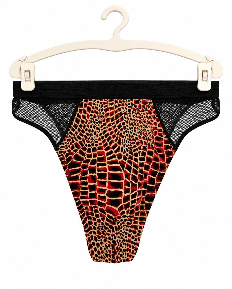 Perizoma Uomo String in Tulle Elasticizzato con Fantasia Pitone
