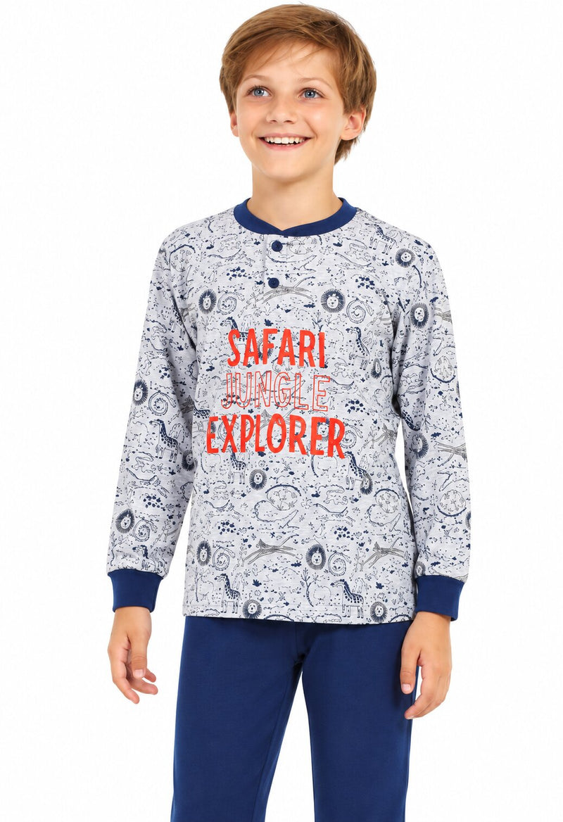 Pigiama Bambino Lungo Il Granchietto 4055 in Cotone Jersey Grigio