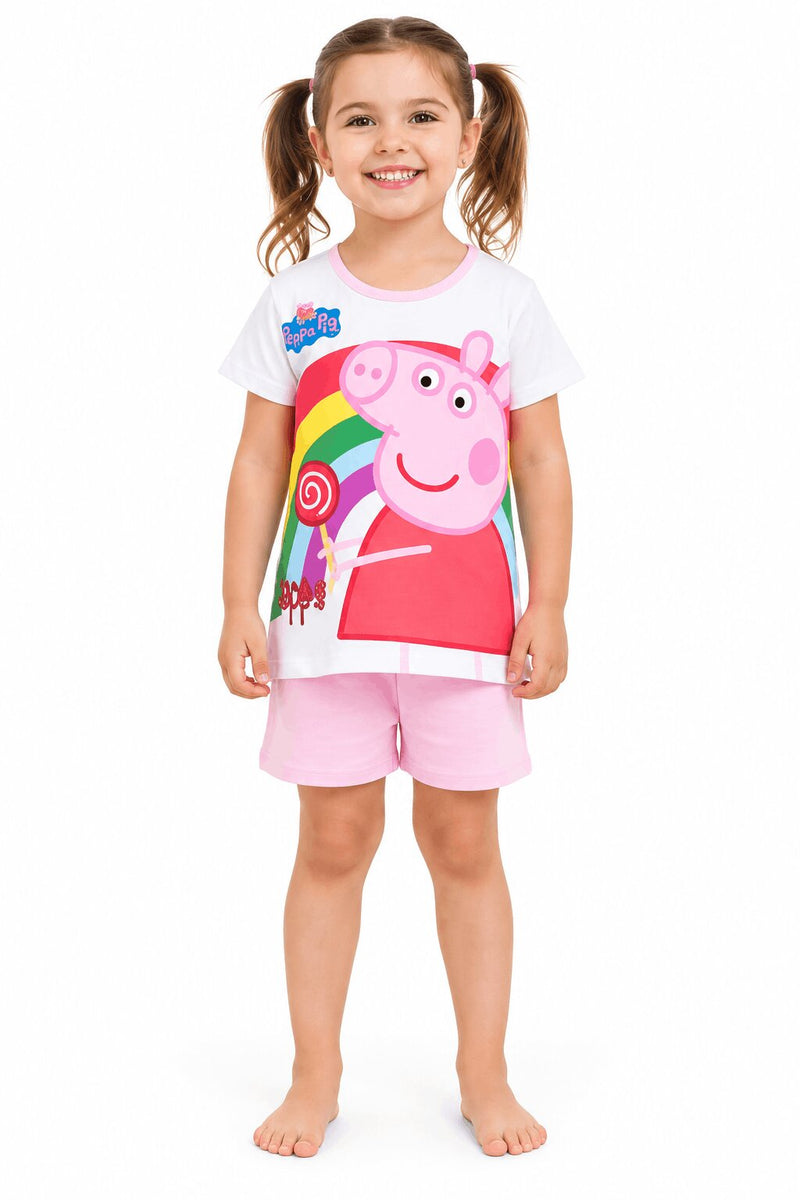Pigiama Bimba Corto Peppa Pig in Puro Cotone Rosa