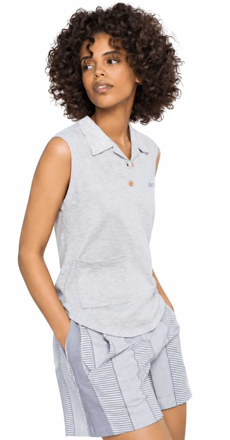 Pigiama Corto Donna Jadea grigio 3115 in Cotone e Modal con Pantaloncino a Righe