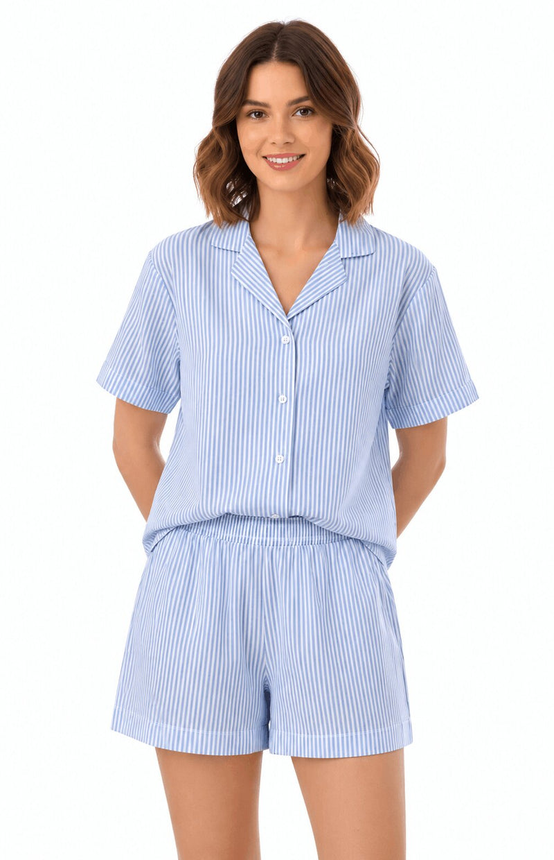 Pigiama Corto Donna Think Pink 2020 in 100% Cotone con Taglio Camicia