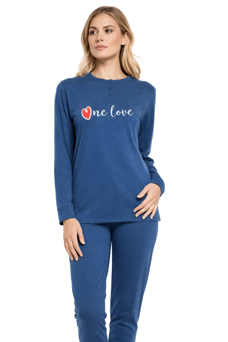 Pigiama Donna  Blu Manica Lunga in Cotone Jersey Karelpiu’ 8109