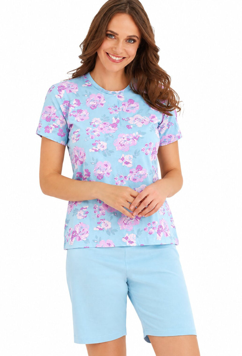 Pigiama Donna Corto Enrico Coveri 5193 in cotone verde acqua