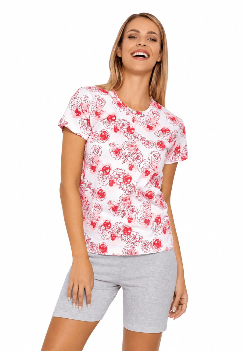 Pigiama Donna Corto Il Granchio Lady 817 Serafino a Fiori in 100% Cotone