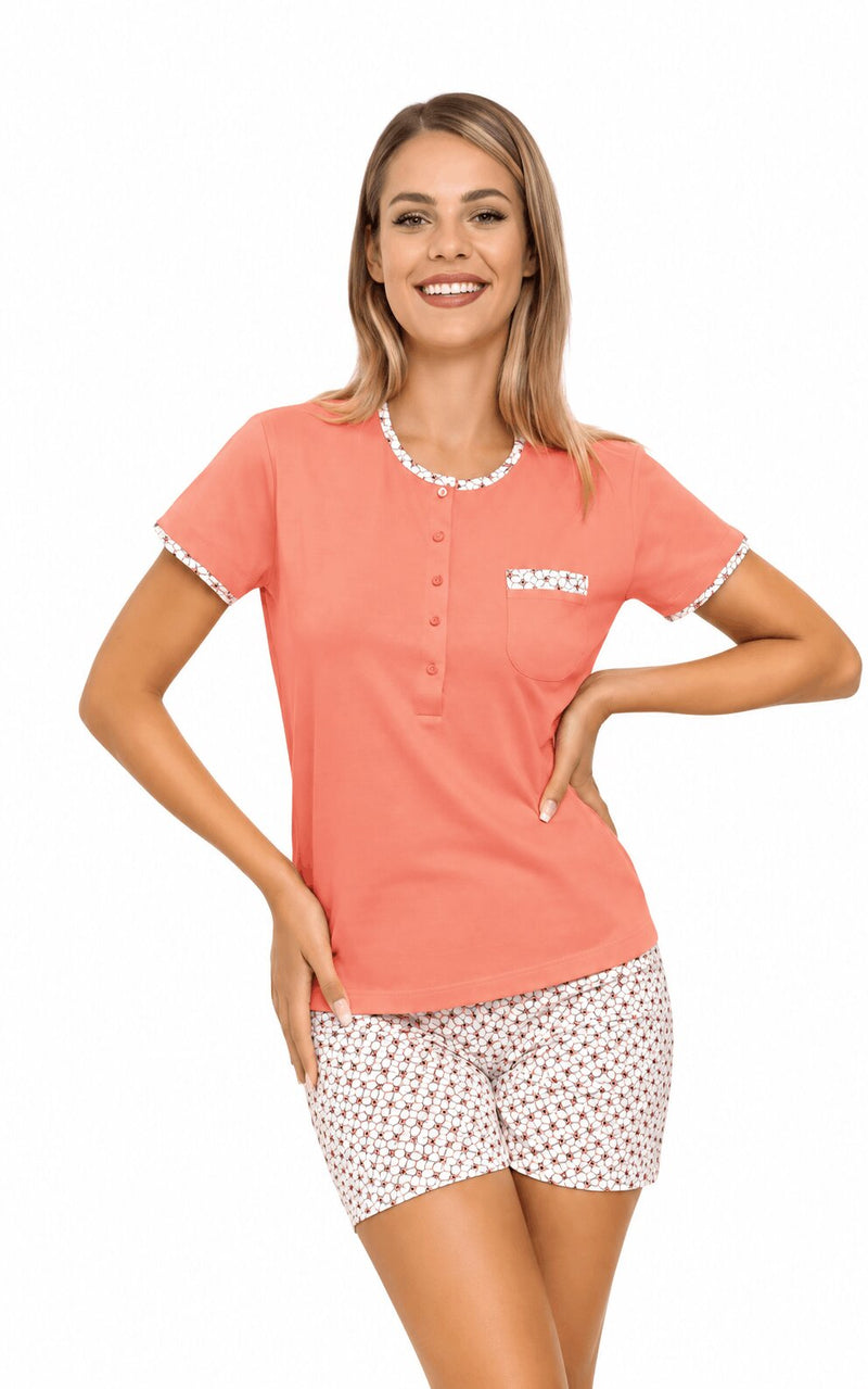 Pigiama Donna Corto Il Granchio Lady 818 Arancio in Puro Cotone Jersey
