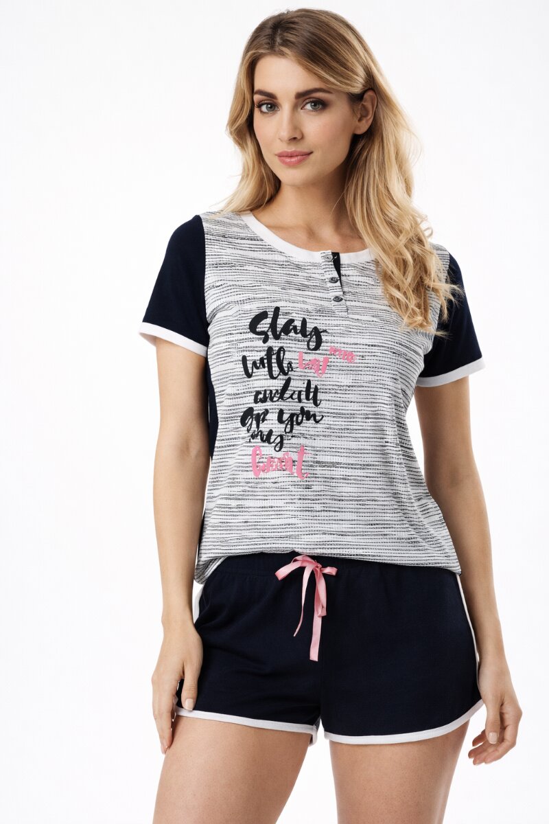 Pigiama Donna Corto Nottingham 22853 In-Up in 100% Cotone con Maglia a Serafino