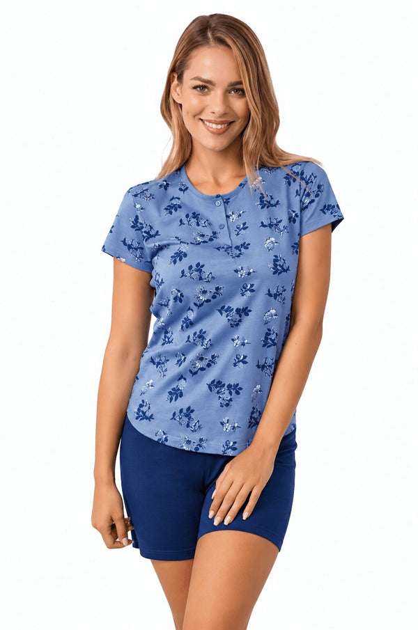 Pigiama Donna Il Granchio Lady 814 Corto in Cotone Blu e celeste