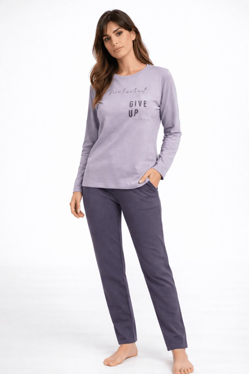 Pigiama Donna Jadea Home 5164 in Cotone Caldo con Maglia Girocollo