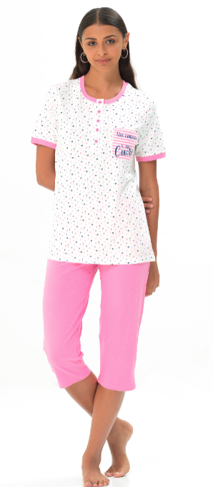 Pigiama Donna Mi-a-my by Linclalor 74251 Mezza Manica con Pinocchietto in Cotone