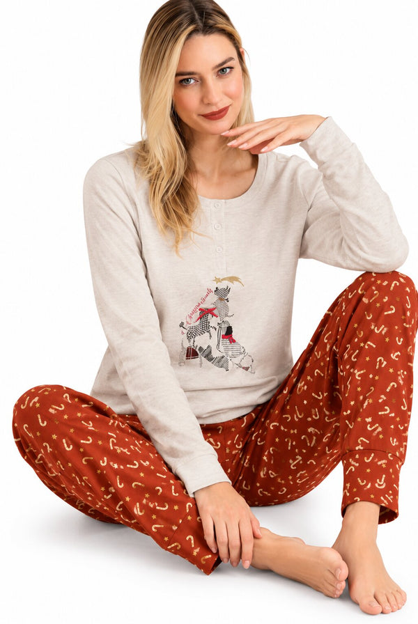 Pigiama Donna Natalizio Infiore London XMAS 652855 in caldo cotone