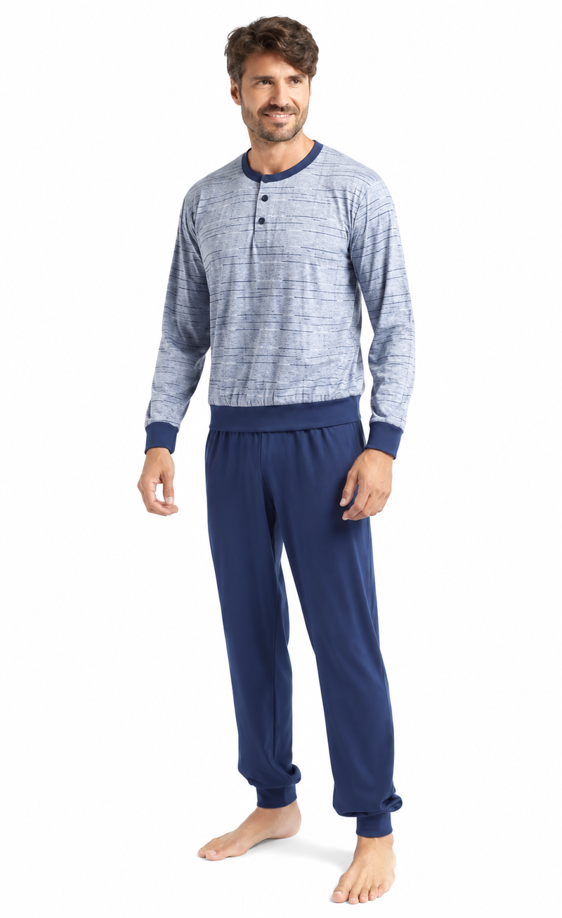 Pigiama Lungo Uomo Nottingham 27837 in Cotone Jersey con Maglia a Quadri