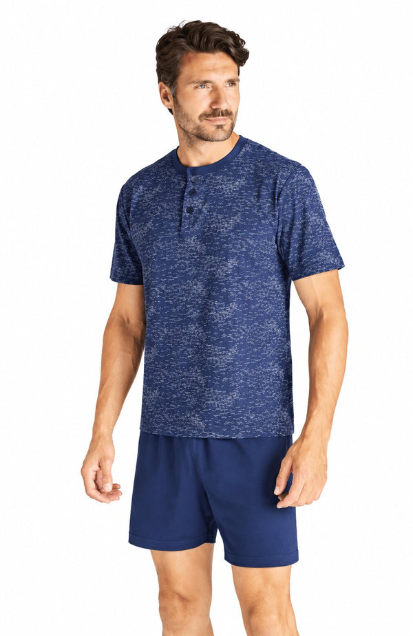Pigiama Uomo Corto Nottingham 27790 in 100% cotone jersey con maglia fantasia