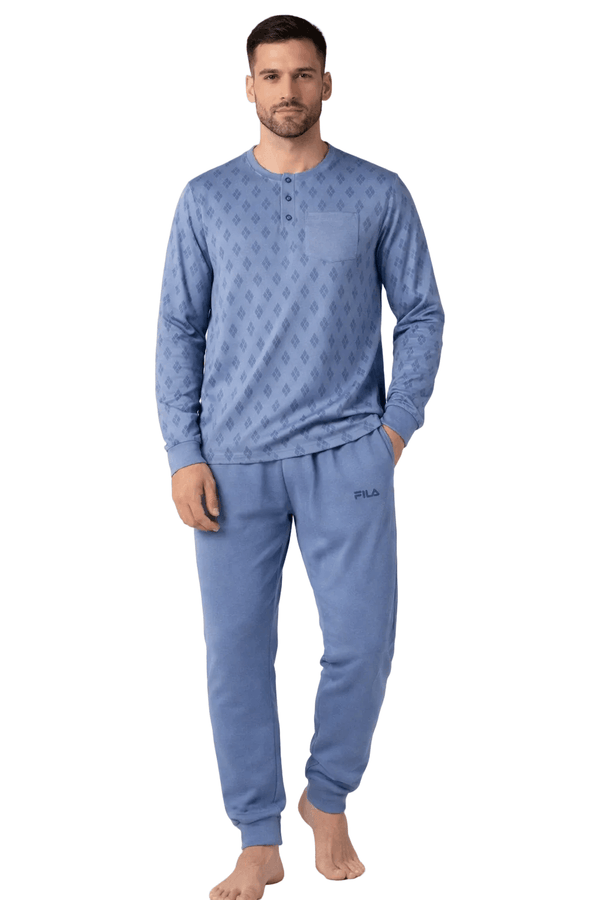 Pigiama Uomo Fila 1162 in Caldo Cotone con Maglia Serafino