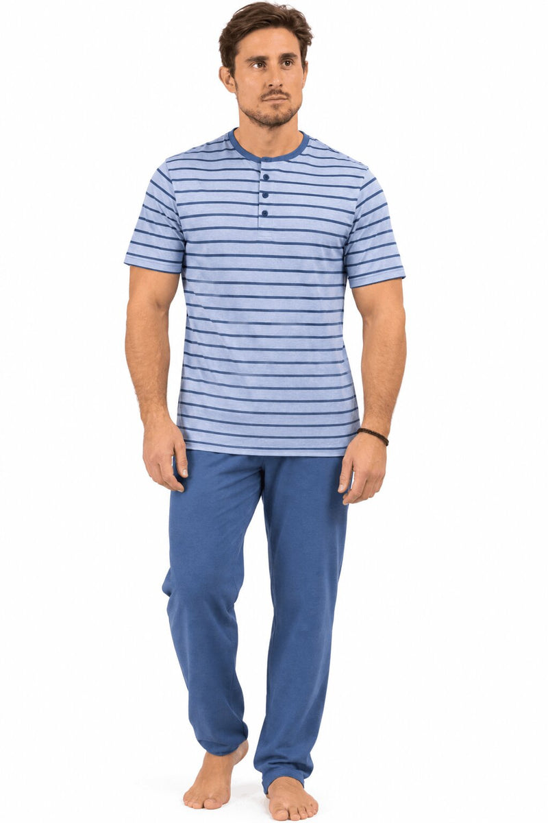 Pigiama Uomo Karelpiù 4256 Tre Pezzi con Pantalone Lungo e Corto in 100% Cotone
