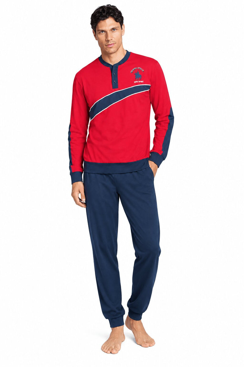 Pigiama Uomo Lungo Nottingham Sport 24000 Blu in Cotone Jersey