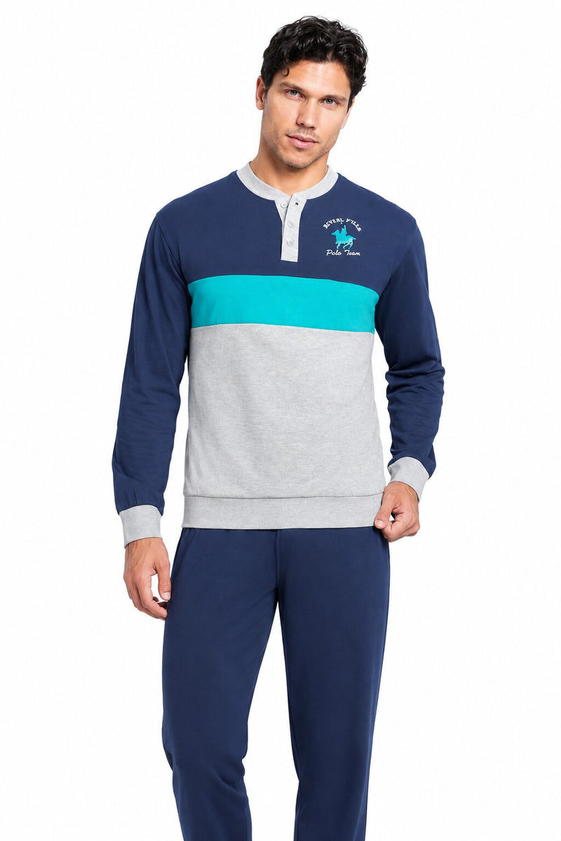 Pigiama Uomo Lungo Sport Nottingham 24035 in Cotone Jersey 100%