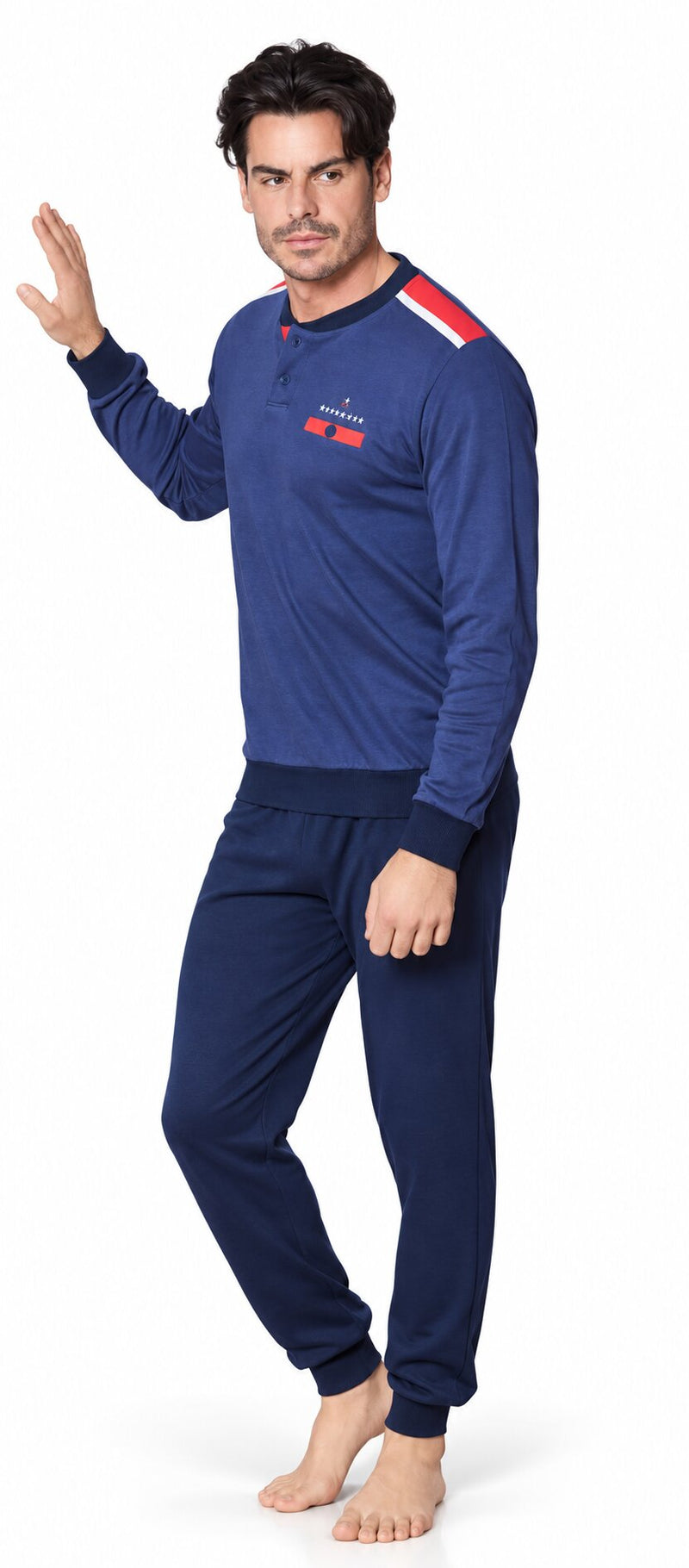 Pigiama Uomo Navigare 141705 in 100% Caldo Cotone Interlock Invernale