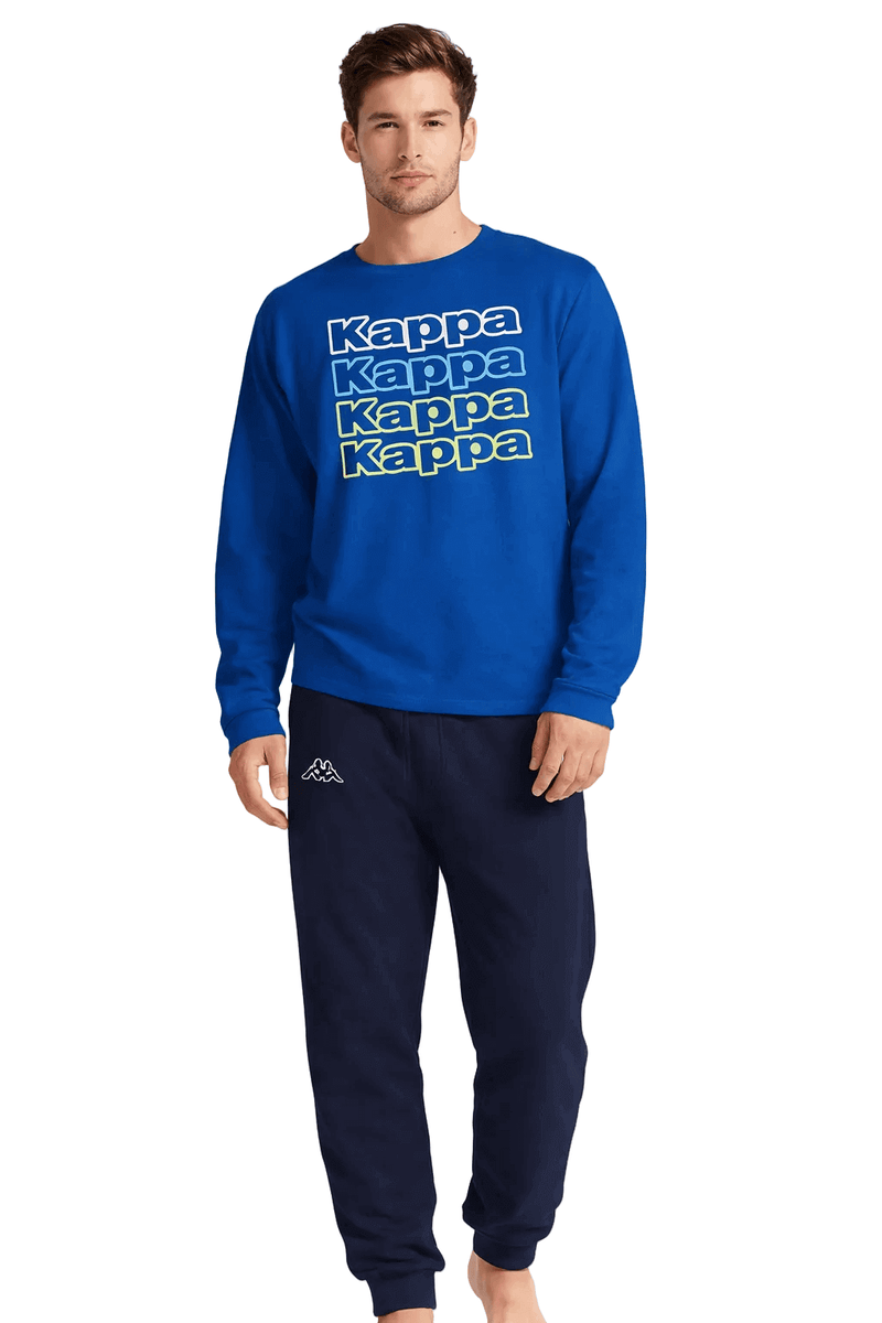 Pigiama Uomo Nero e Blu Girocollo in Cotone Jersey Kappa 26106