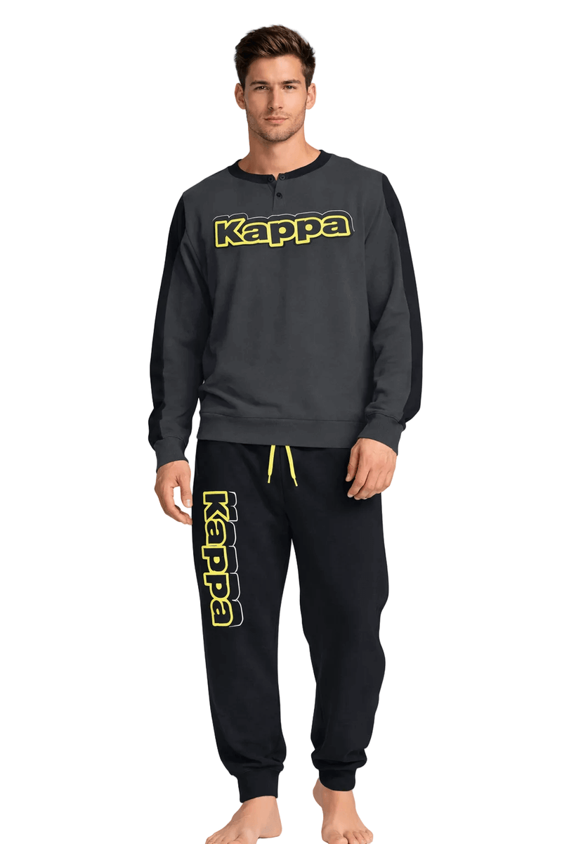 Pigiama Uomo Nero e grigio Kappa Serafino in Cotone Jersey 26103