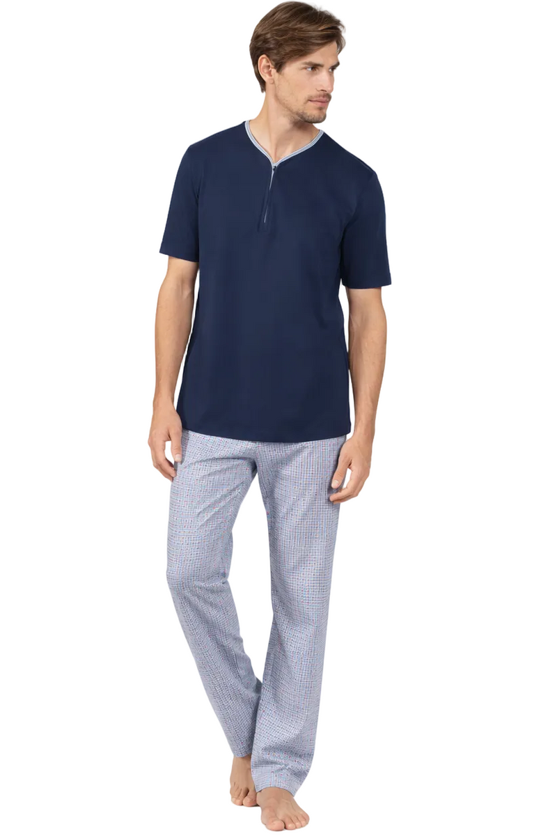 Pigiama Uomo blu e grigio in Cotone Jersey