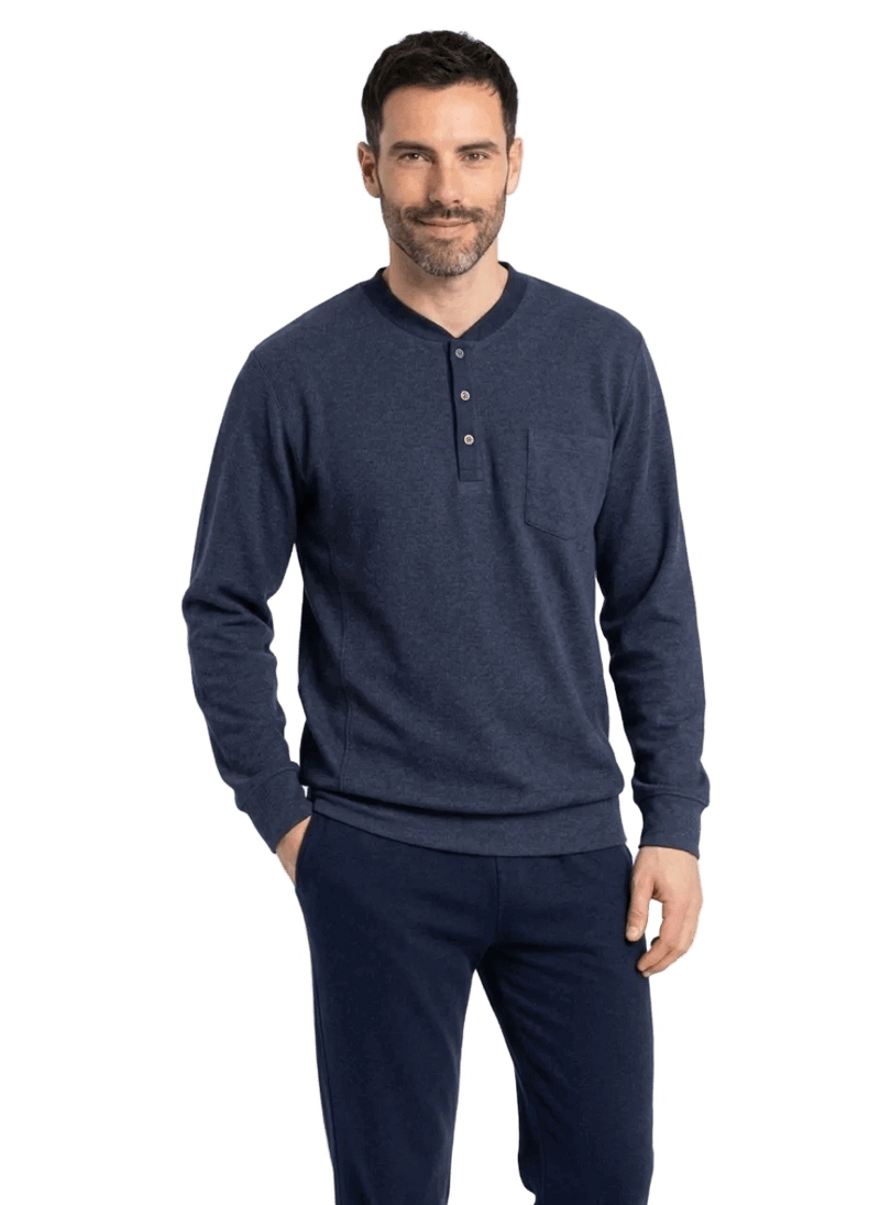 Pigiama uomo blu calibrato punto Milano felpato IRGE 138