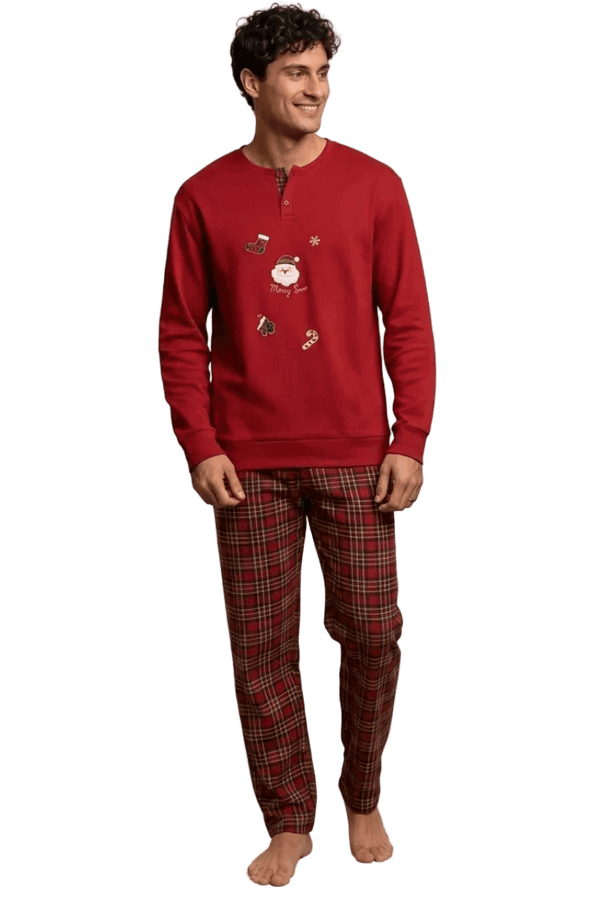 Pigiama uomo rosso natalizio cotone caldo You &amp; Me 713