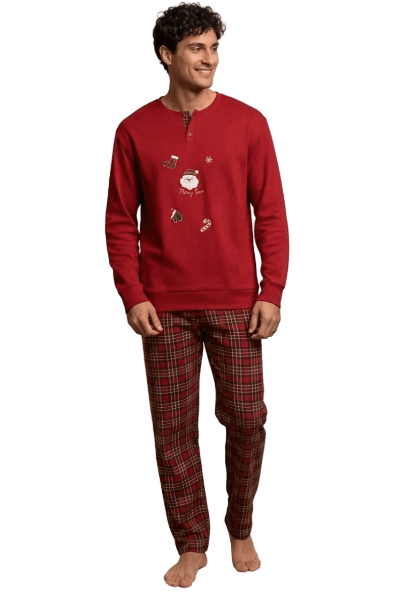 Pigiama uomo rosso natalizio cotone caldo You &amp; Me 713
