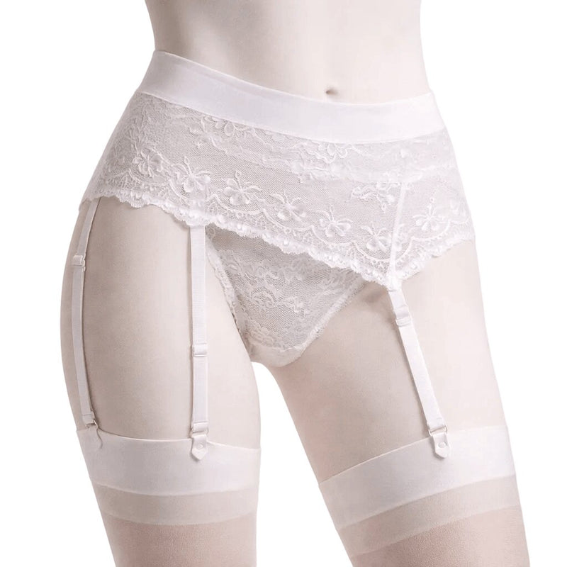 Reggicalze Lormar Epoca in pizzo alto elastico con ricami floreali