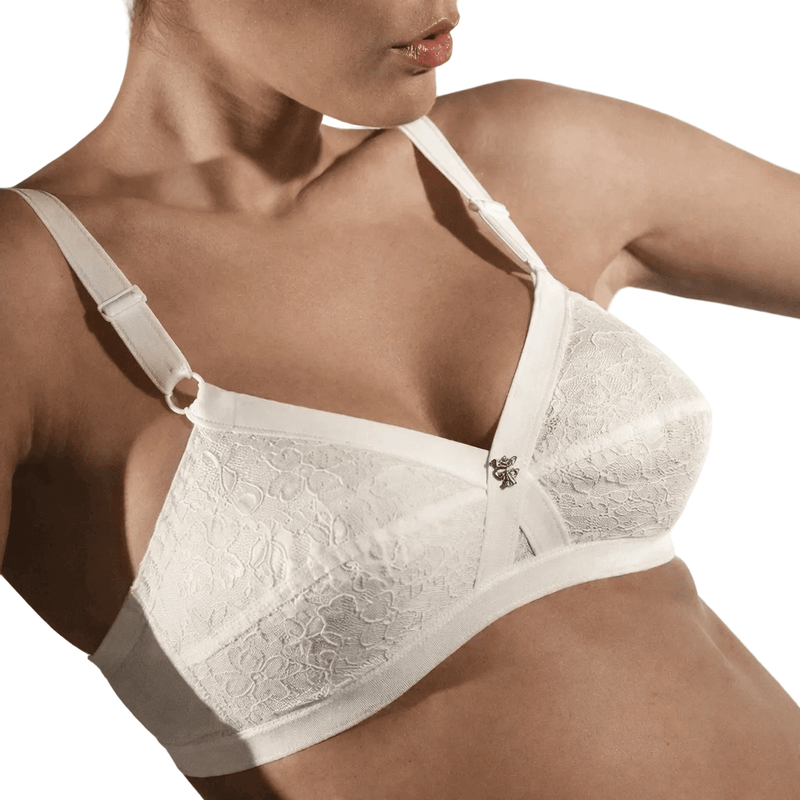 Reggiseno Bianco Donna Incrociato in Pizzo e Cotone Coppa B Cris-Cot by Gios