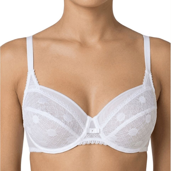 Reggiseno Donna Bianco Balconcino in Tulle e Pizzo Coppa C Lepel 501