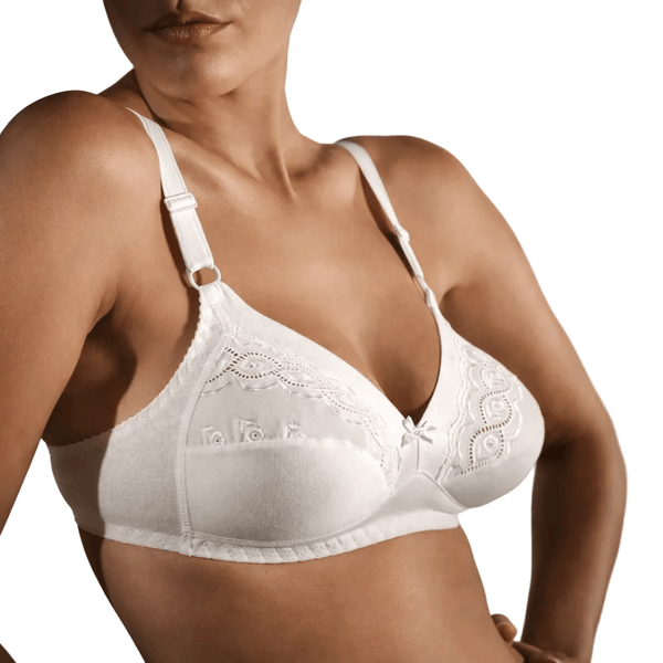 Reggiseno Donna Bianco in Cotone e Pizzo Sangallo Coppa B Senza Ferretto 301 by Gios