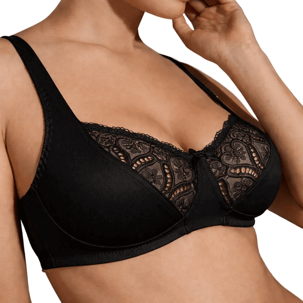 Reggiseno Donna Nero in Microfibra e Pizzo Senza Ferretto 974 by Gios