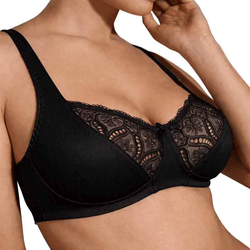 Reggiseno Donna Nero in Microfibra e Pizzo Senza Ferretto 974 by Gios